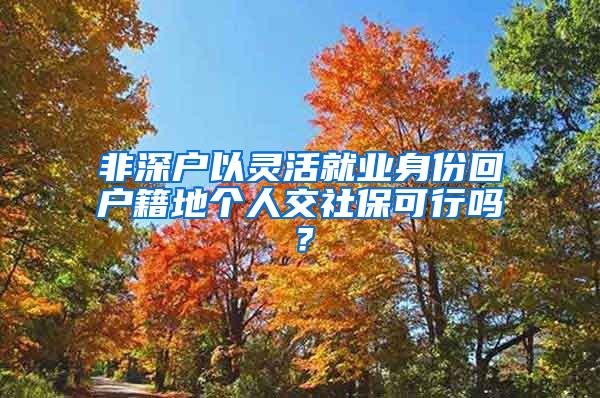 非深户以灵活就业身份回户籍地个人交社保可行吗？