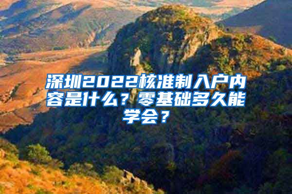 深圳2022核准制入户内容是什么？零基础多久能学会？