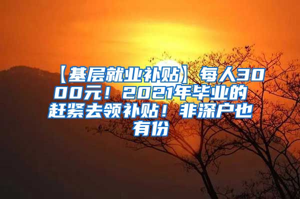 【基层就业补贴】每人3000元！2021年毕业的赶紧去领补贴！非深户也有份