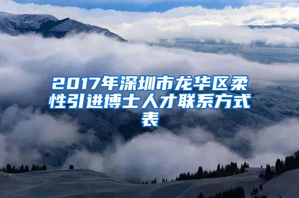 2017年深圳市龙华区柔性引进博士人才联系方式表