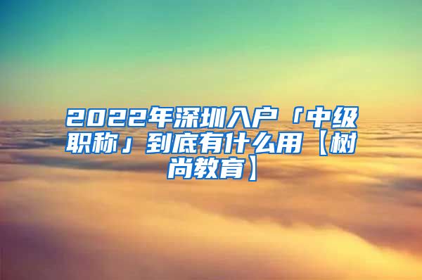 2022年深圳入户「中级职称」到底有什么用【树尚教育】