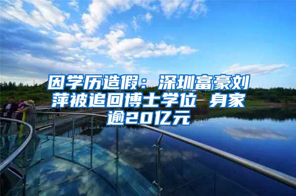 因学历造假：深圳富豪刘萍被追回博士学位 身家逾20亿元
