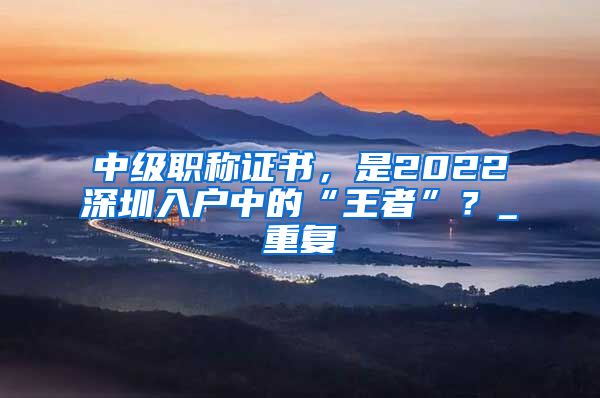 中级职称证书，是2022深圳入户中的“王者”？_重复