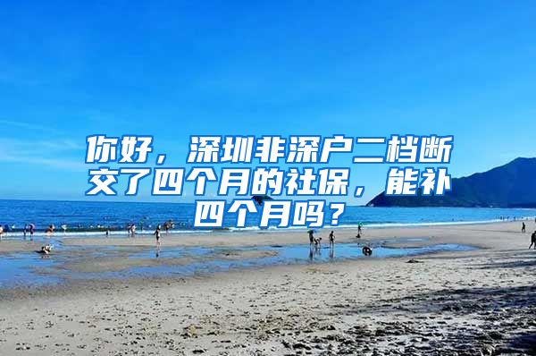 你好，深圳非深户二档断交了四个月的社保，能补四个月吗？