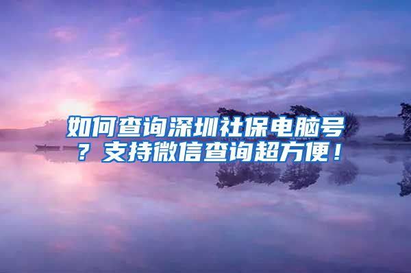 如何查询深圳社保电脑号？支持微信查询超方便！