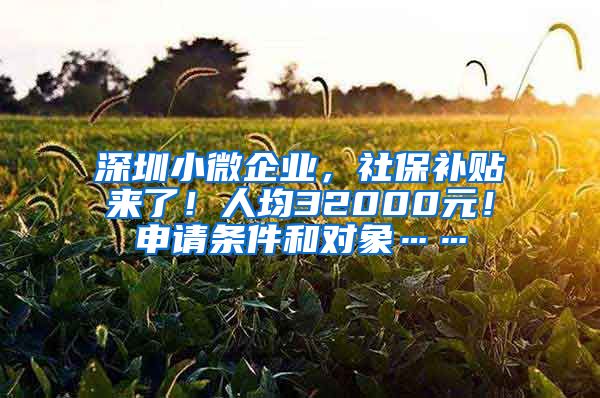 深圳小微企业，社保补贴来了！人均32000元！申请条件和对象……