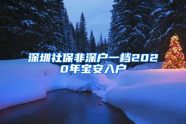 深圳社保非深户一档2020年宝安入户