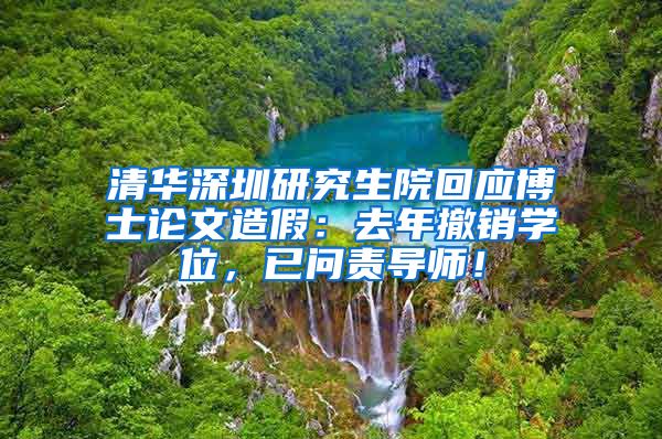 清华深圳研究生院回应博士论文造假：去年撤销学位，已问责导师！