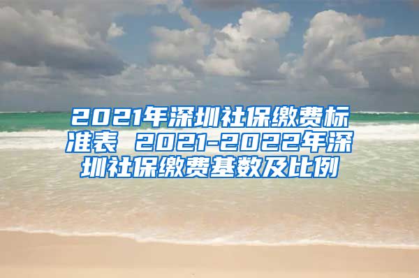 2021年深圳社保缴费标准表 2021-2022年深圳社保缴费基数及比例