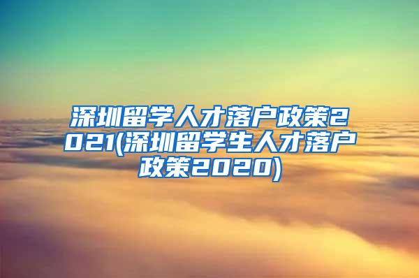 深圳留学人才落户政策2021(深圳留学生人才落户政策2020)