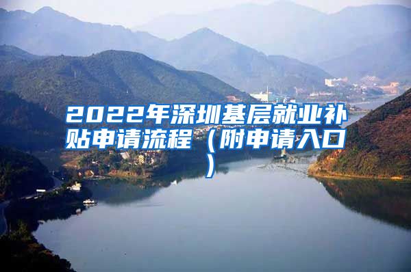 2022年深圳基层就业补贴申请流程（附申请入口）