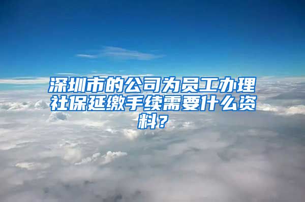 深圳市的公司为员工办理社保延缴手续需要什么资料？