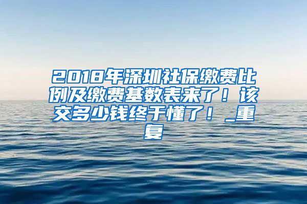 2018年深圳社保缴费比例及缴费基数表来了！该交多少钱终于懂了！_重复