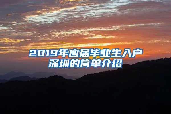 2019年应届毕业生入户深圳的简单介绍