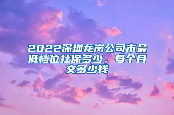 2022深圳龙岗公司市最低档位社保多少，每个月交多少钱