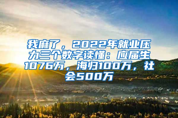 我麻了，2022年就业压力三个数字读懂：应届生1076万，海归100万，社会500万