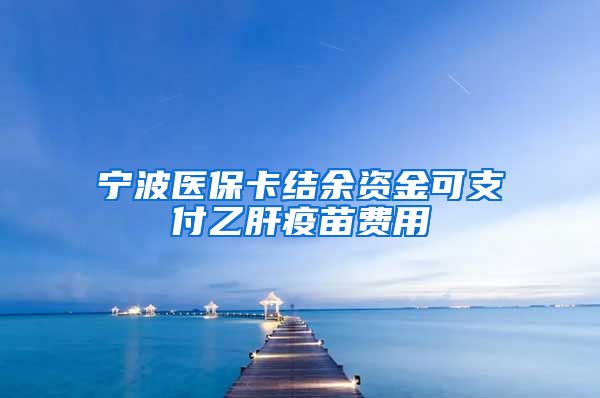 宁波医保卡结余资金可支付乙肝疫苗费用