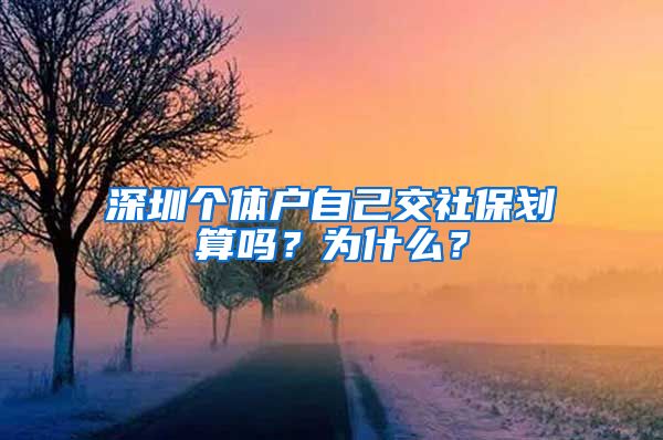 深圳个体户自己交社保划算吗？为什么？