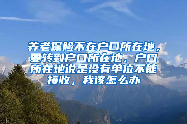 养老保险不在户口所在地，要转到户口所在地，户口所在地说是没有单位不能接收，我该怎么办