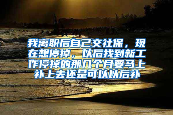 我离职后自己交社保，现在想停掉，以后找到新工作停掉的那几个月要马上补上去还是可以以后补