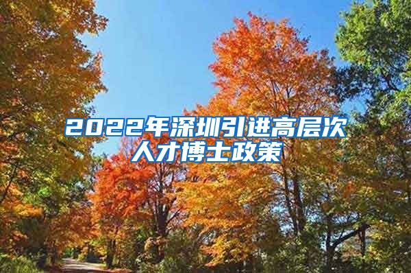2022年深圳引进高层次人才博士政策