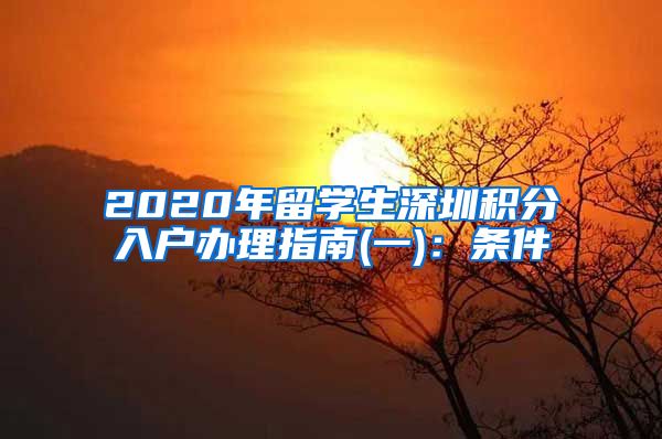 2020年留学生深圳积分入户办理指南(一)：条件
