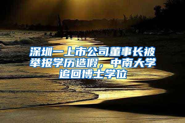 深圳一上市公司董事长被举报学历造假，中南大学追回博士学位