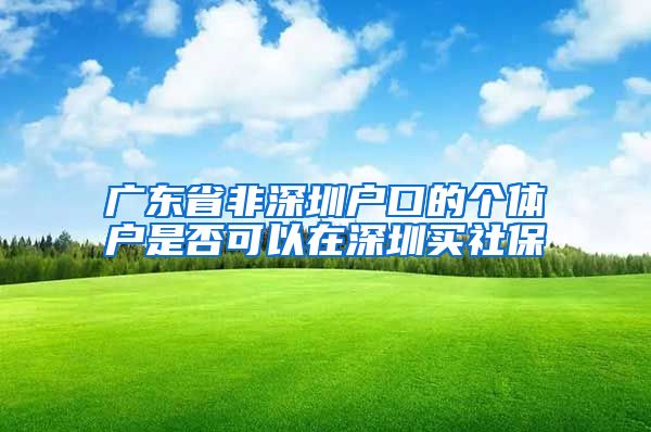 广东省非深圳户口的个体户是否可以在深圳买社保