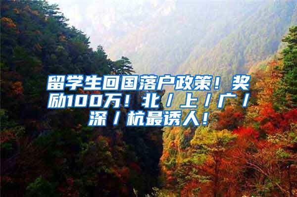 留学生回国落户政策！奖励100万！北／上／广／深／杭最诱人！