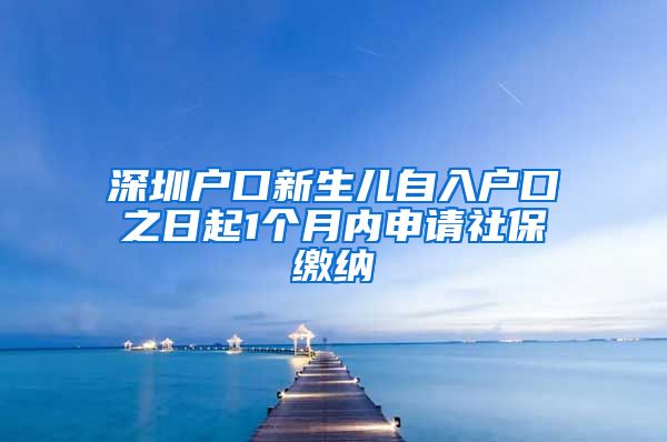 深圳户口新生儿自入户口之日起1个月内申请社保缴纳