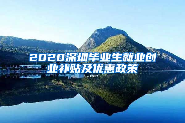 2020深圳毕业生就业创业补贴及优惠政策