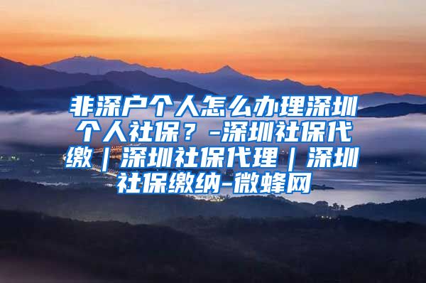 非深户个人怎么办理深圳个人社保？-深圳社保代缴｜深圳社保代理｜深圳社保缴纳-微蜂网