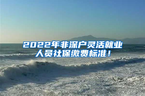 2022年非深户灵活就业人员社保缴费标准！