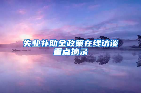 失业补助金政策在线访谈重点摘录