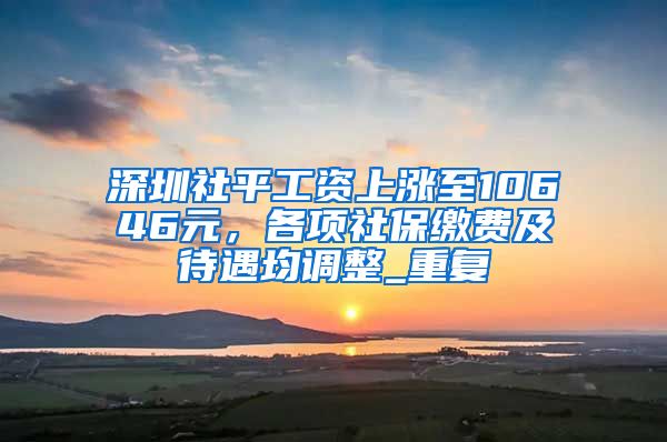 深圳社平工资上涨至10646元，各项社保缴费及待遇均调整_重复