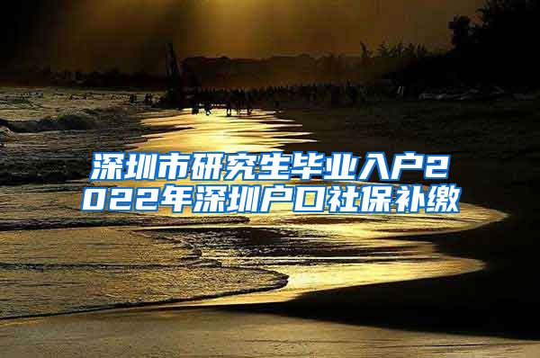 深圳市研究生毕业入户2022年深圳户口社保补缴