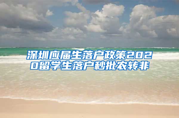 深圳应届生落户政策2020留学生落户秒批农转非