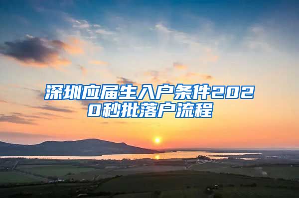 深圳应届生入户条件2020秒批落户流程