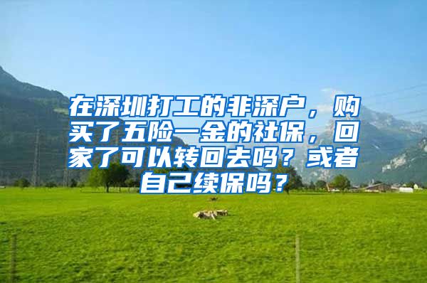 在深圳打工的非深户，购买了五险一金的社保，回家了可以转回去吗？或者自己续保吗？