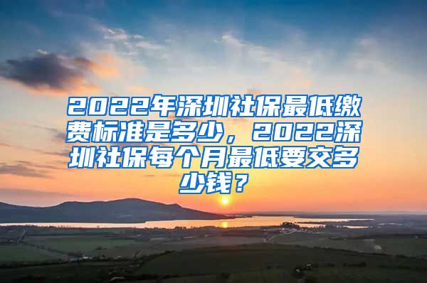 2022年深圳社保最低缴费标准是多少，2022深圳社保每个月最低要交多少钱？