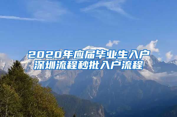 2020年应届毕业生入户深圳流程秒批入户流程