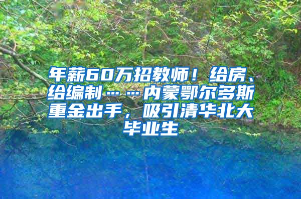 年薪60万招教师！给房、给编制……内蒙鄂尔多斯重金出手，吸引清华北大毕业生