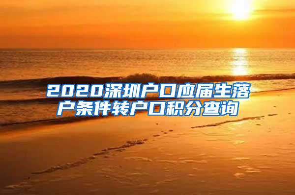 2020深圳户口应届生落户条件转户口积分查询