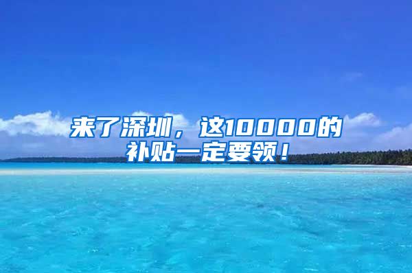 来了深圳，这10000的补贴一定要领！