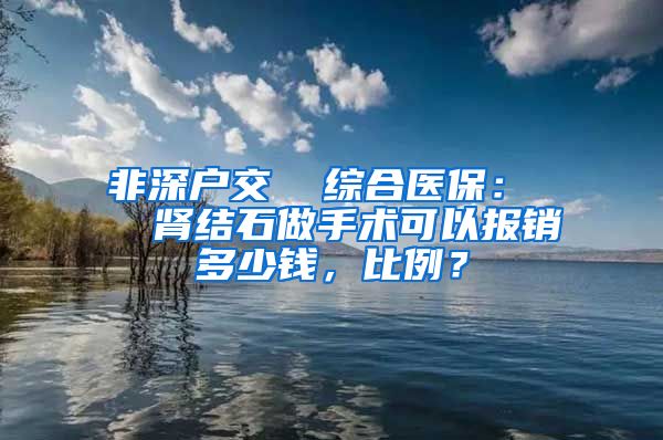 非深户交  综合医保：   肾结石做手术可以报销多少钱，比例？