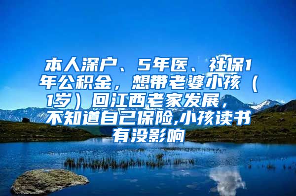 本人深户、5年医、社保1年公积金，想带老婆小孩（1岁）回江西老家发展， 不知道自己保险,小孩读书有没影响