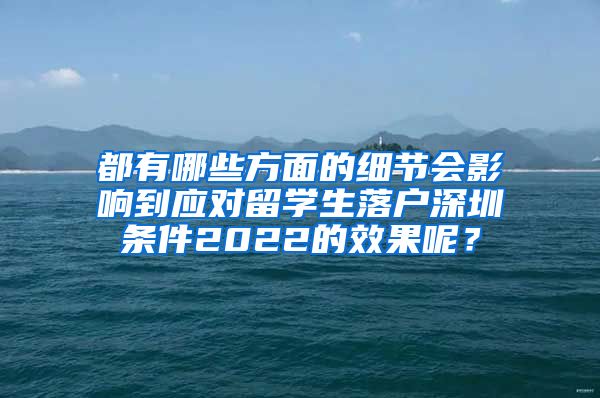 都有哪些方面的细节会影响到应对留学生落户深圳条件2022的效果呢？