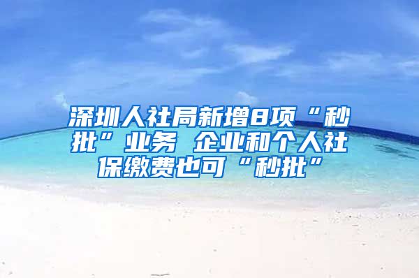 深圳人社局新增8项“秒批”业务 企业和个人社保缴费也可“秒批”