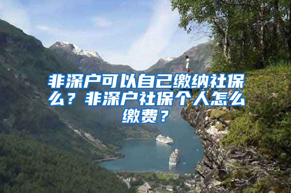 非深户可以自己缴纳社保么？非深户社保个人怎么缴费？