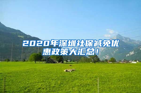 2020年深圳社保减免优惠政策大汇总！